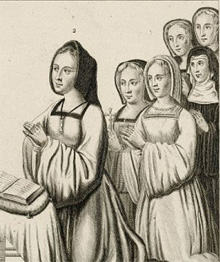 Jeanne de Rubempré et ses filles : Louise de Crèvecœur, Catherine de Bourbon, Jeanne de Bourbon et Madeleine de Bourbon
